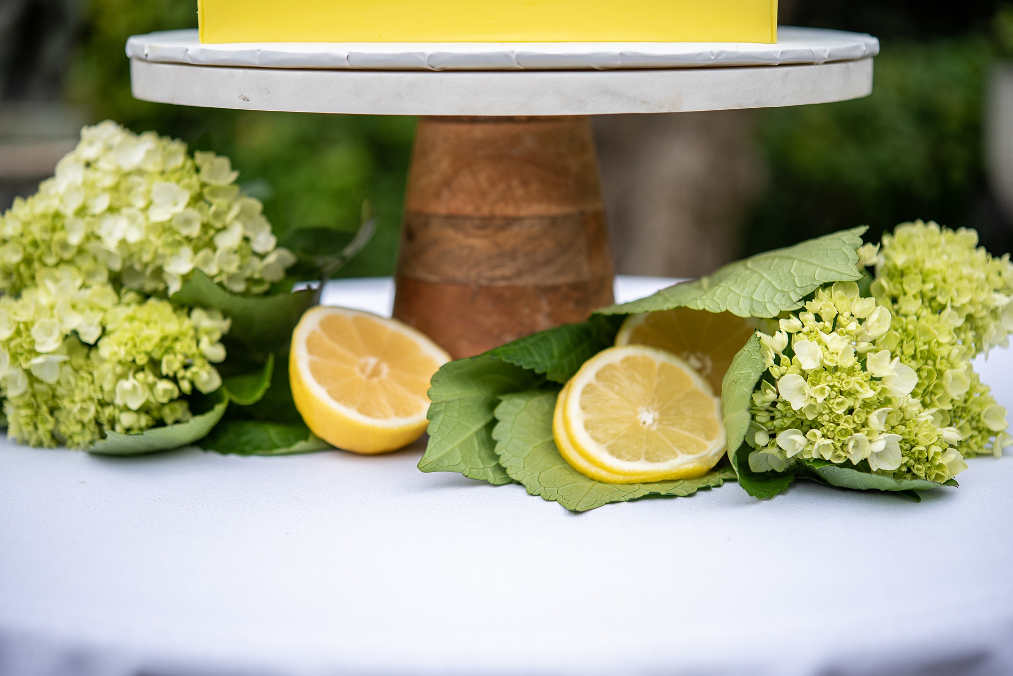 lemons under cake for Italian inspired microwedding styled shoot