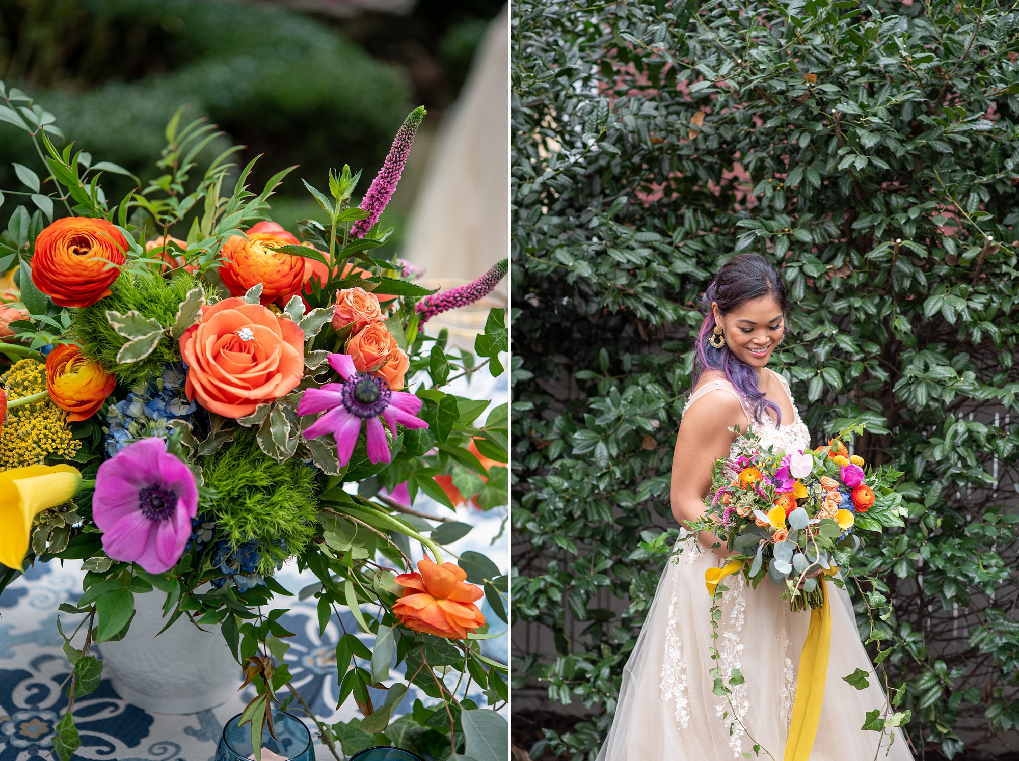Italian inspired microwedding styled shoot with colorful bridal details