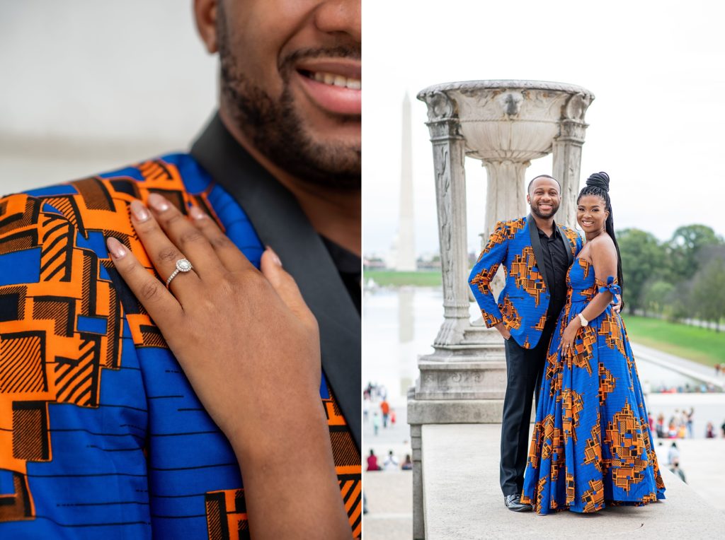 Washington DC engagement photos with couple in traditional Igbo attire