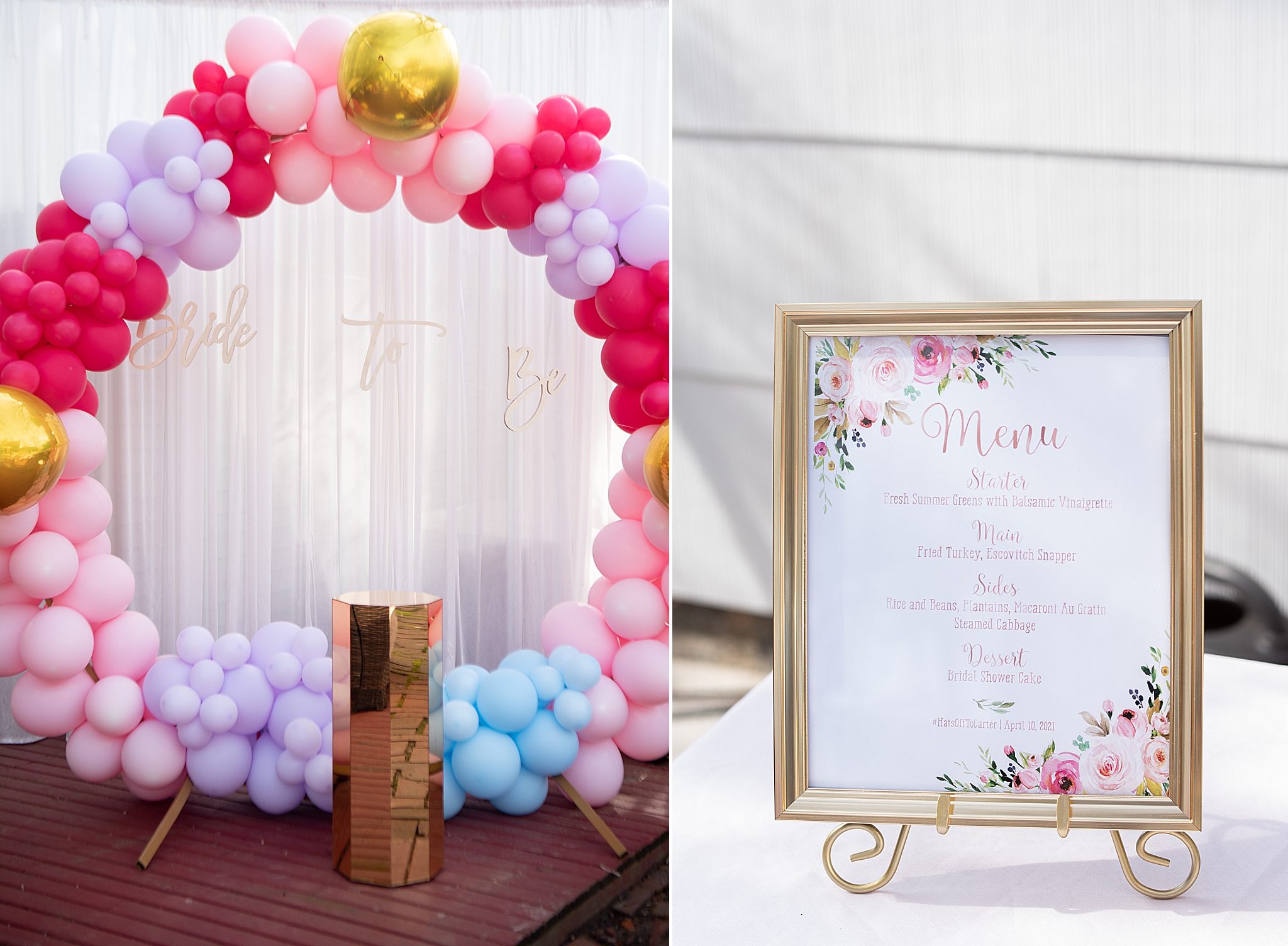 details for spring bridal shower with pink and gold details