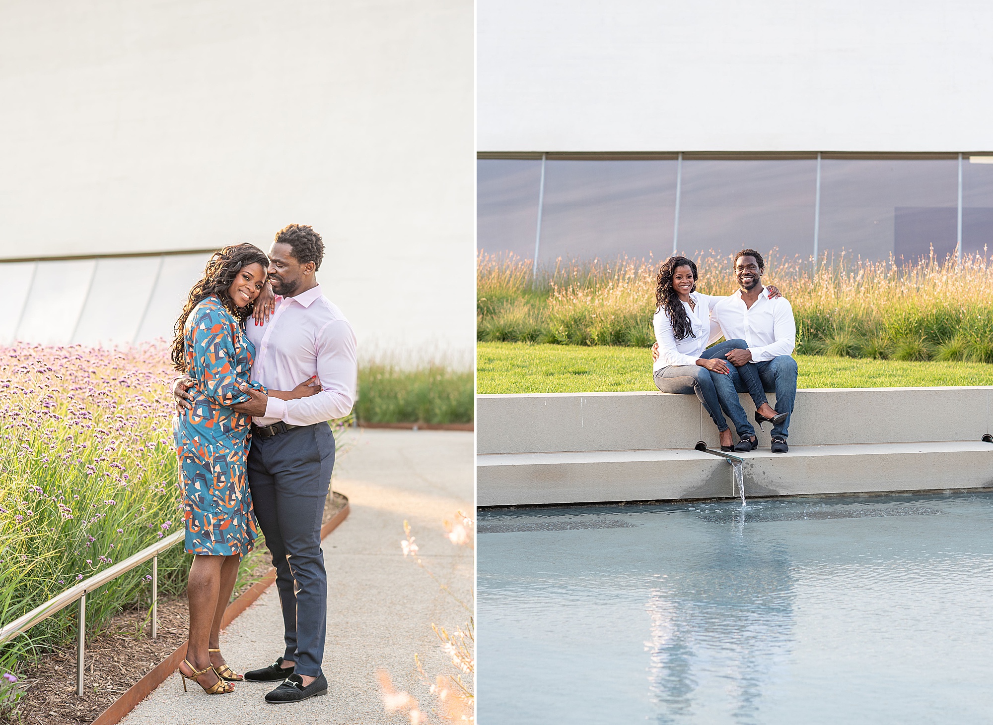sunset Kennedy Center engagement session on rooftop