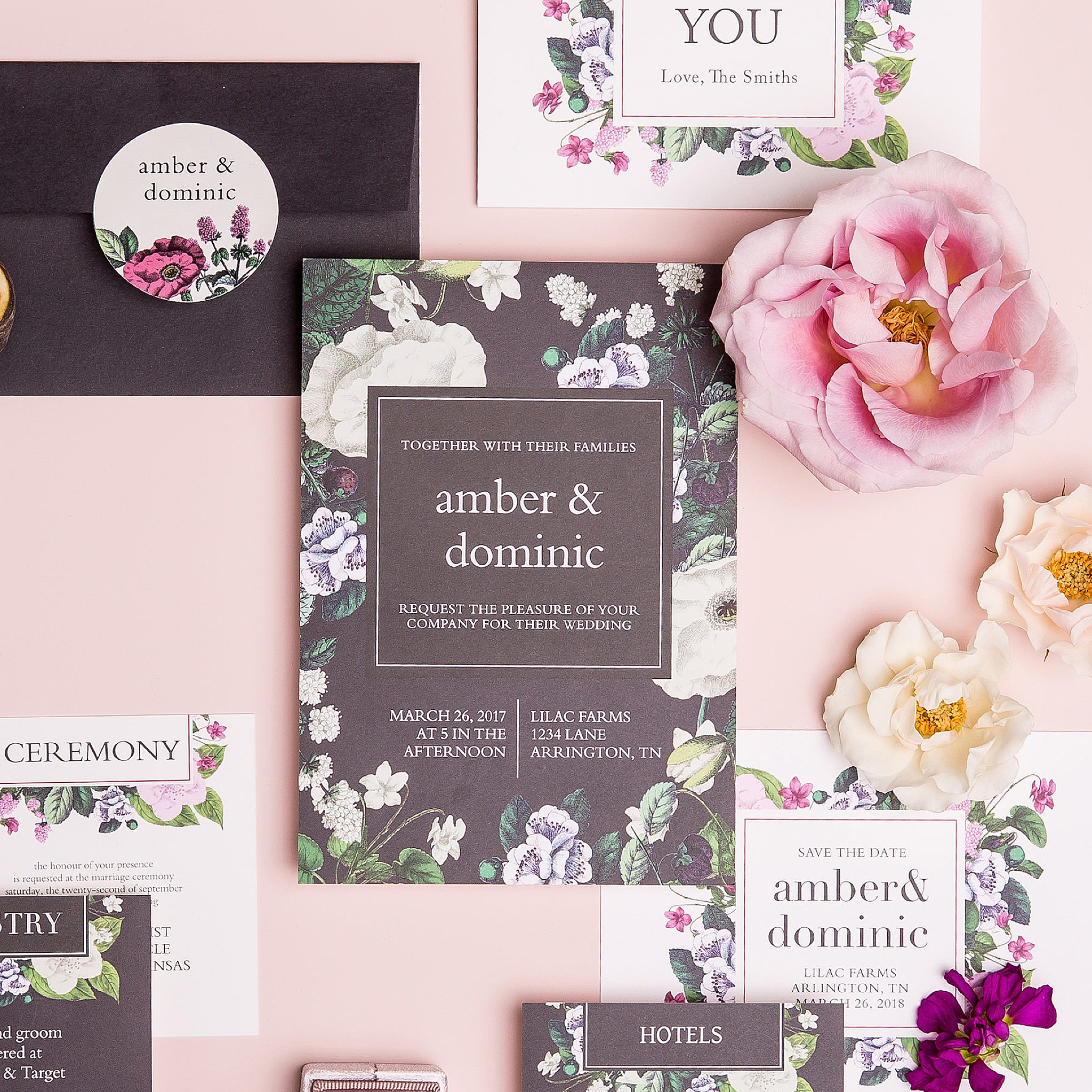 spring invitation suite for wedding with florals 