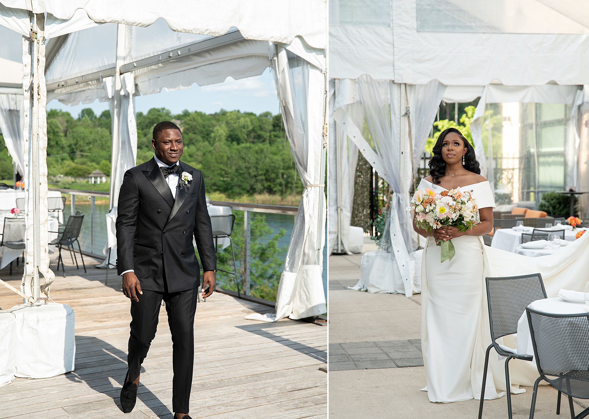 bride and groom walk down aisle before elegant Baltimore microwedding ceremony