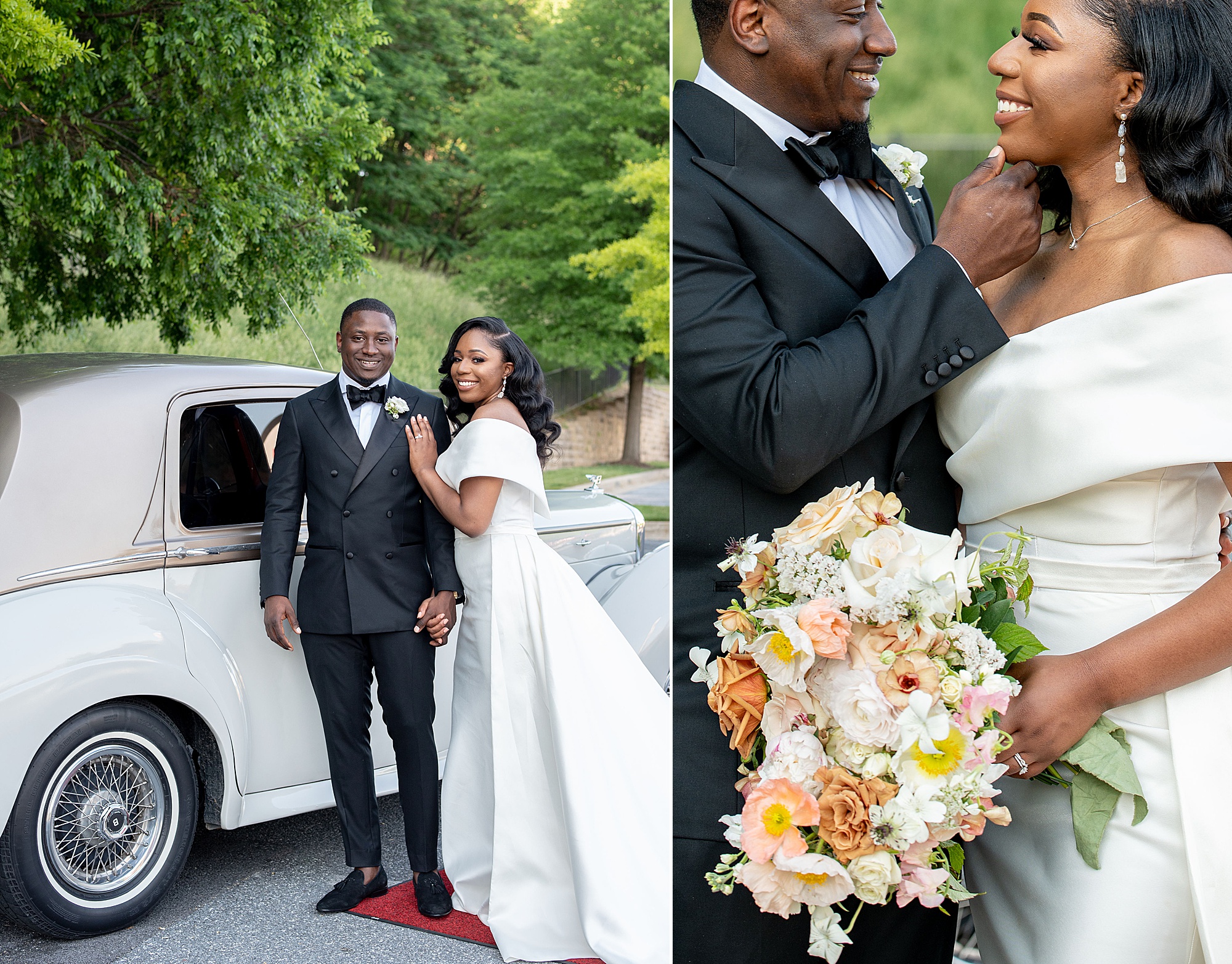 bride and groom pose together during Baltimore MD wedding photos 