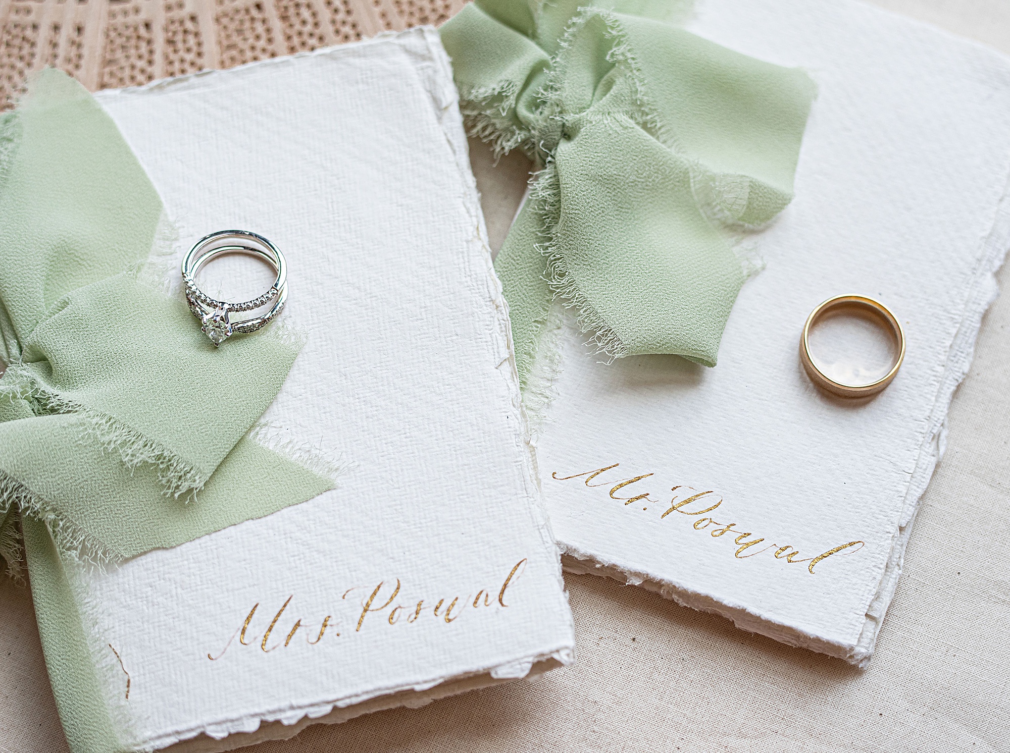 vow booklets and wedding rings for MD wedding