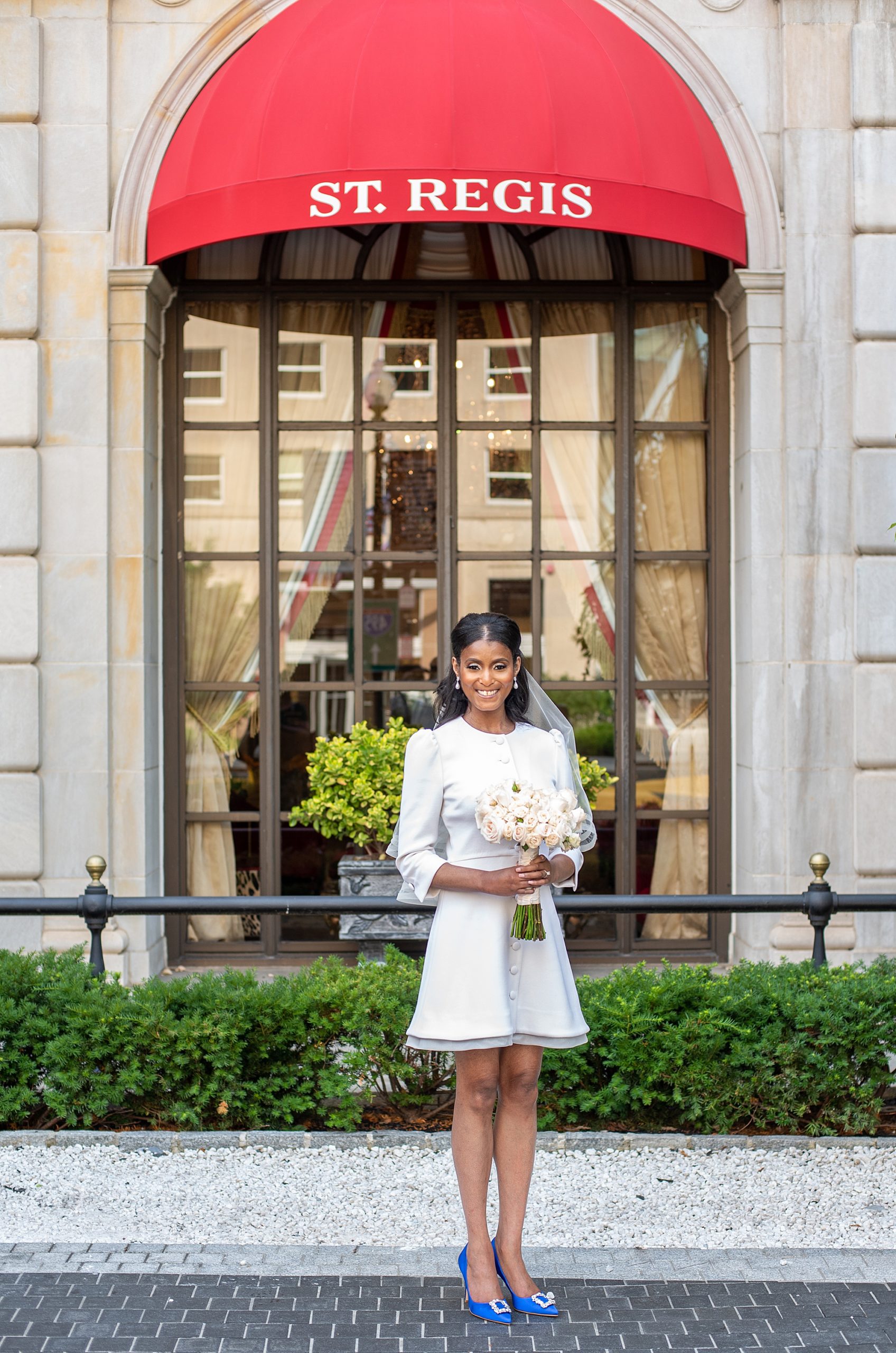 bride prepares for Washington DC elopement at St. Regis Hotel 