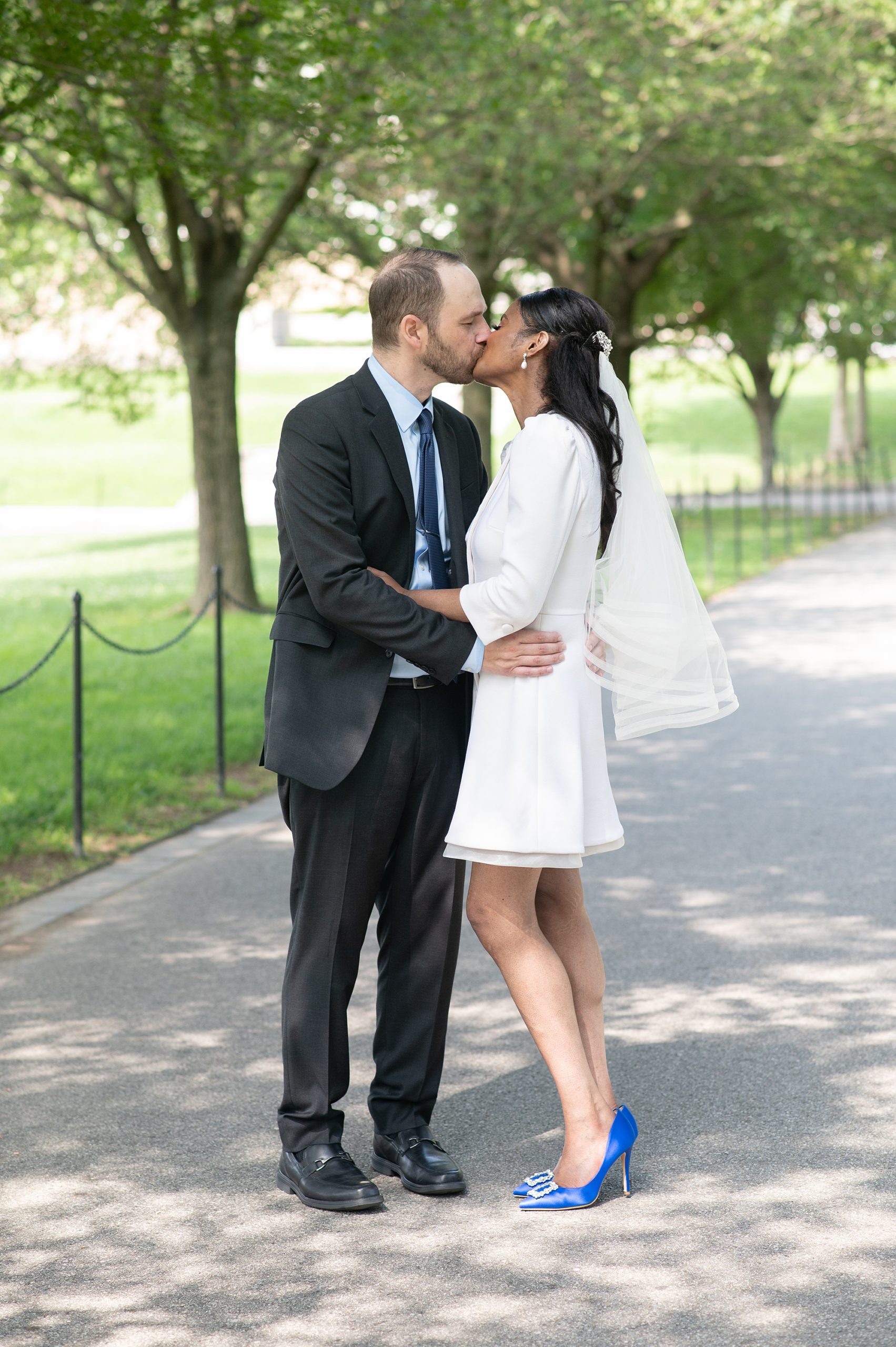 newlyweds kiss during first look in DC