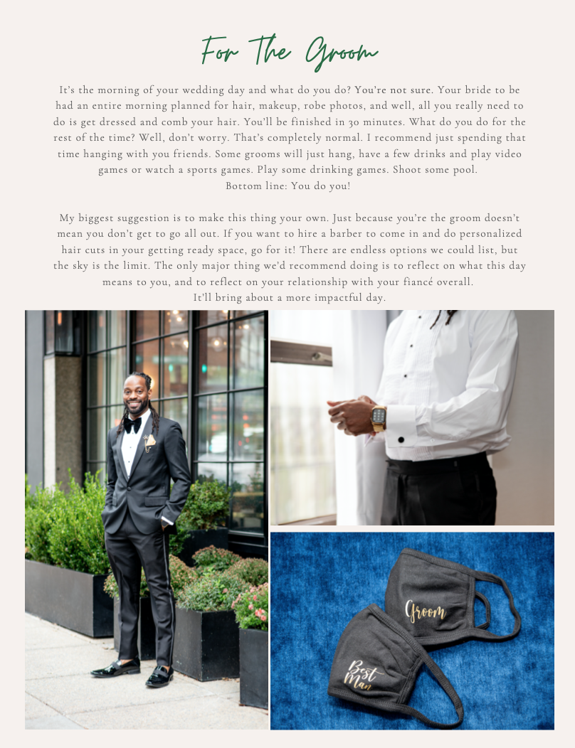 groom's information from Washington DC bridal guide 