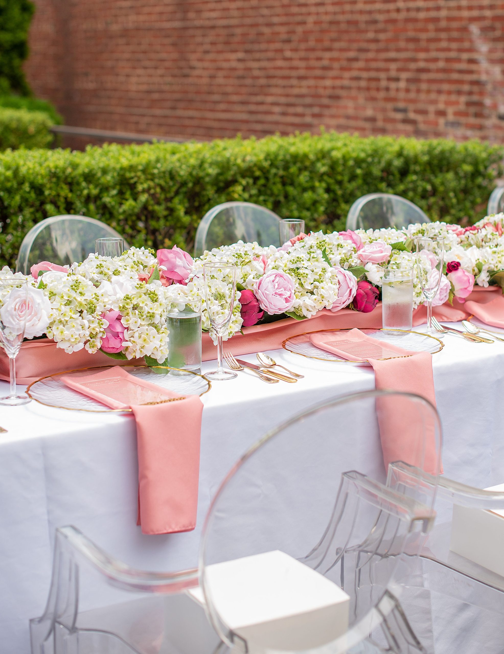 Fathom Gallery bridal shower with pink and white details