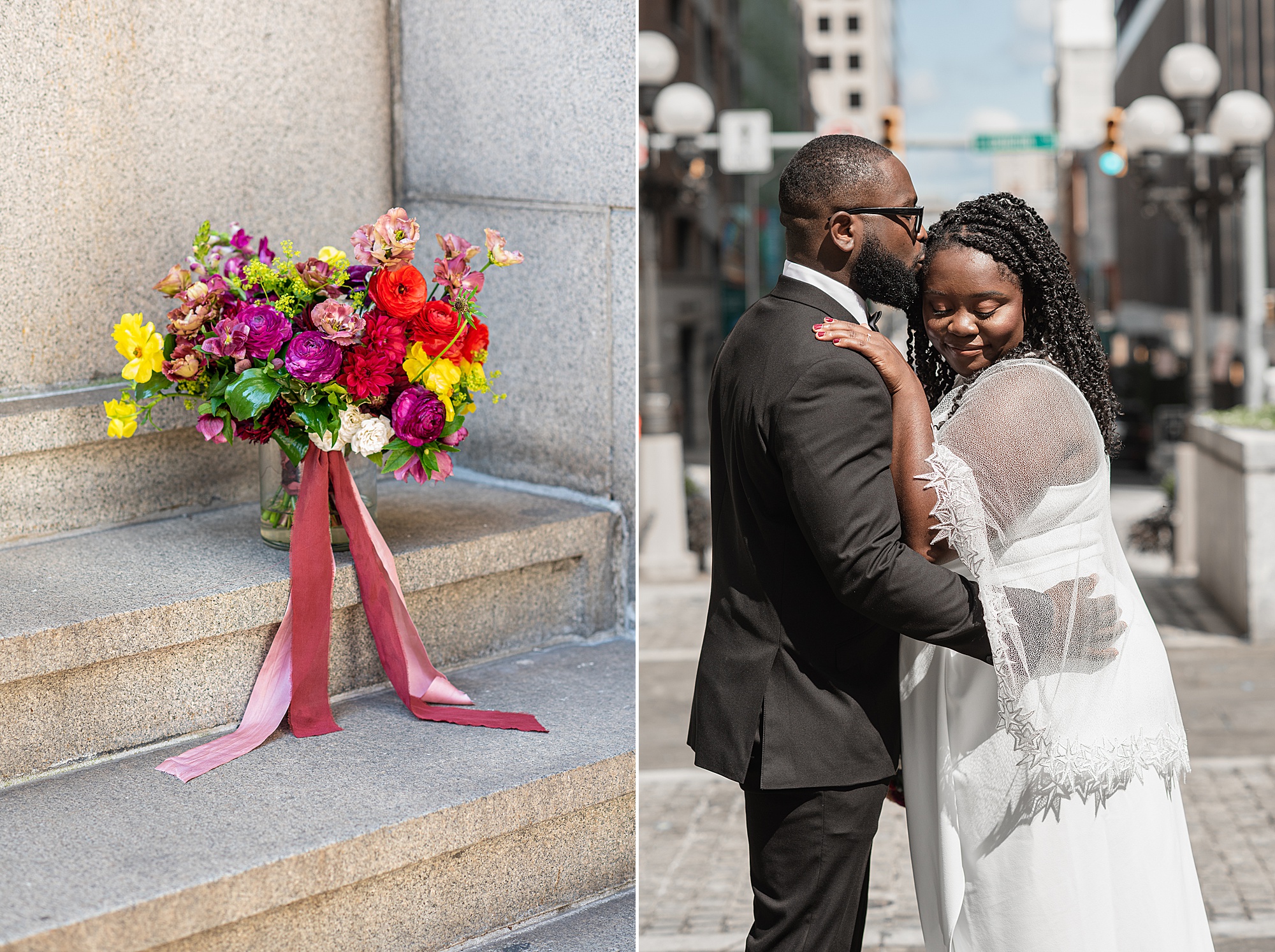 Baltimore MD wedding day for couple on street