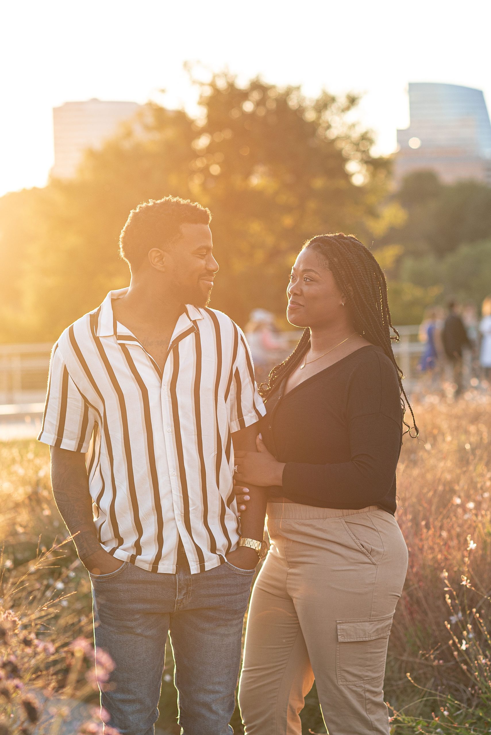 sunset Kennedy Center engagement portraits for DC couple 
