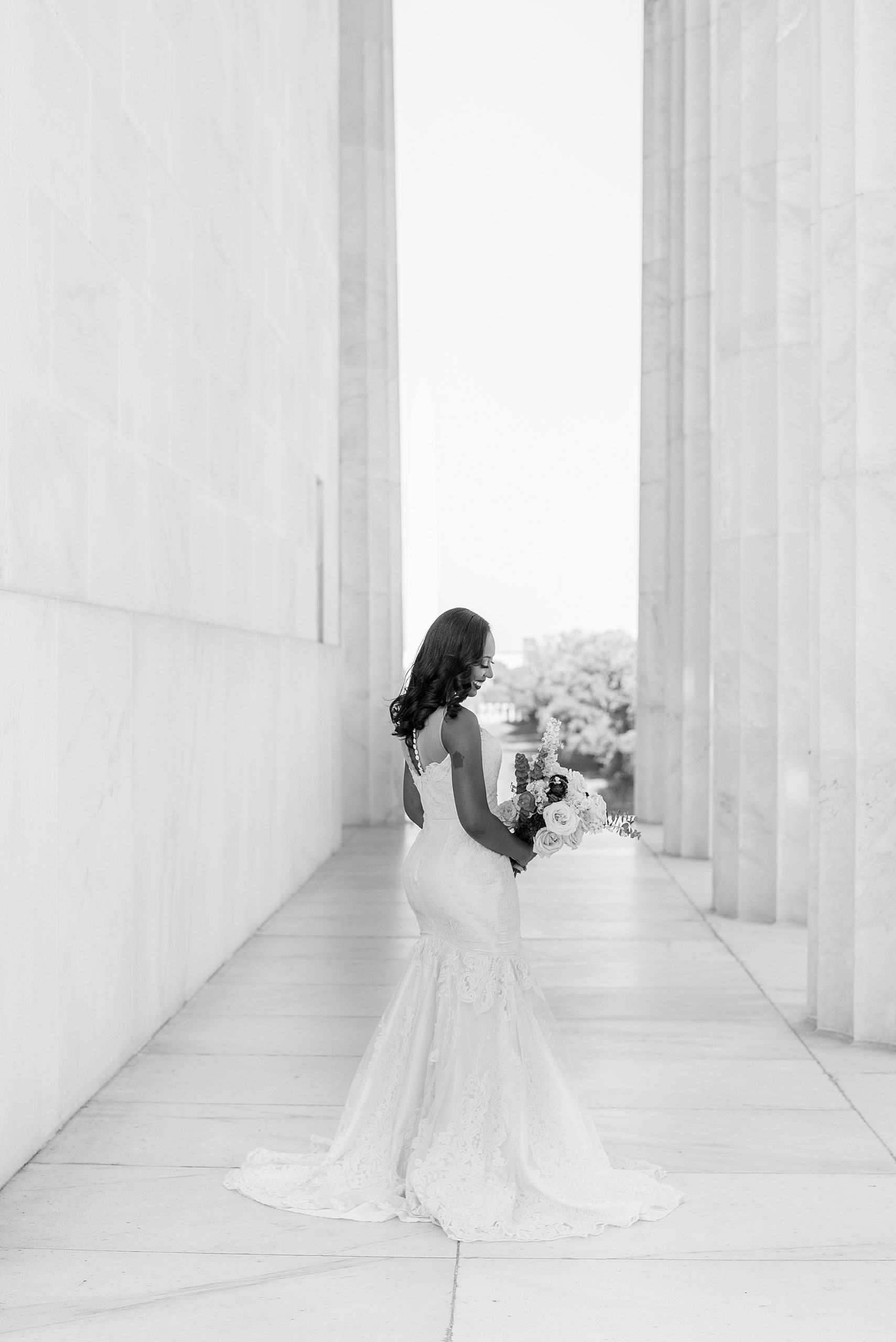 Lincoln Memorial bridal portraits for DMV bride