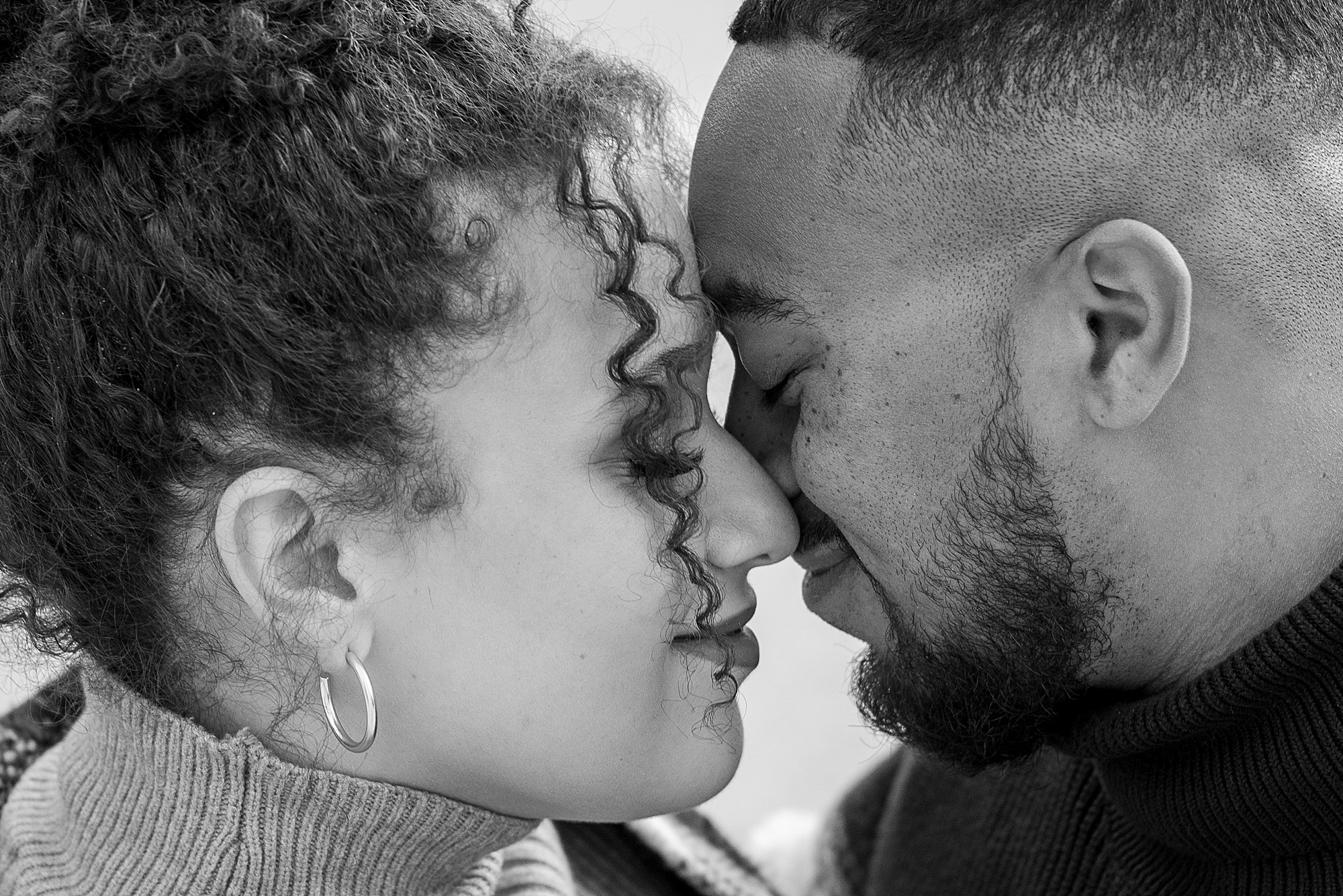 couple nuzzles noses during DC engagement photos