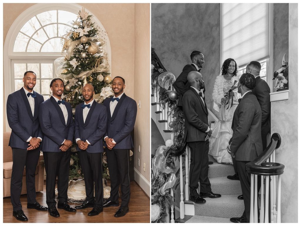 group images of groomsmen and bride at D.C. microwedding