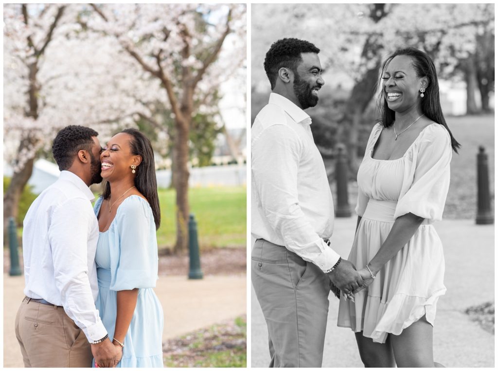 couple walking together in D.C. for photo session