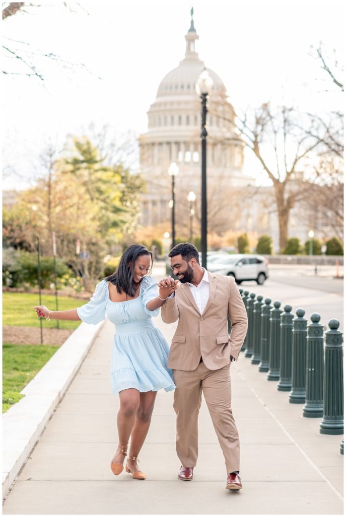 couple bumping hips in Washington D.C.