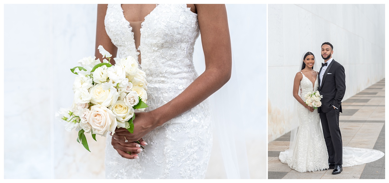 close up of bride holding her wedding flowers in Washington, D.C.