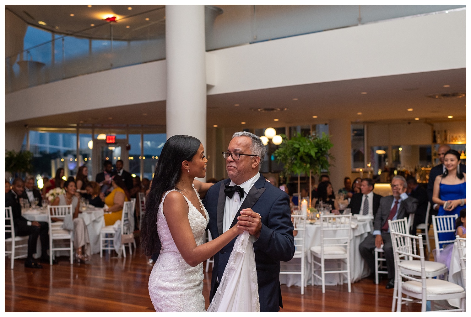 bride dancing with her dad at wedding reception in Georgetown Washington, D.C.