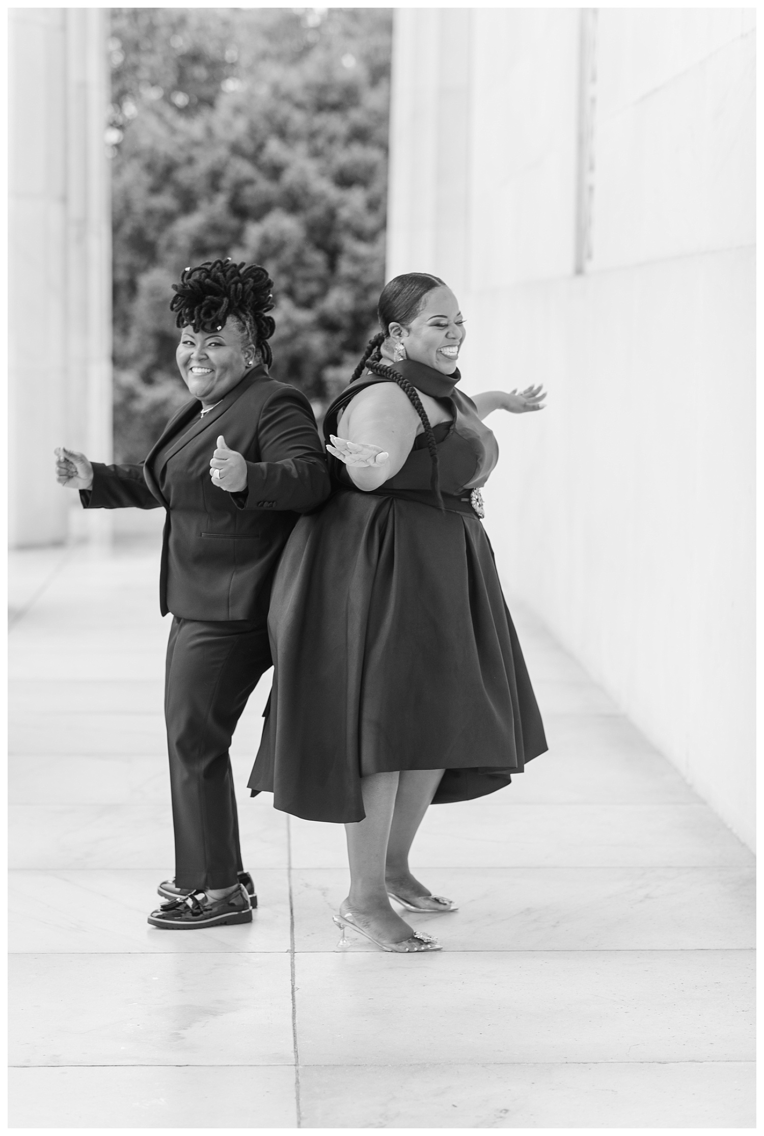 couple dancing together at Lincoln Memorial engagement session