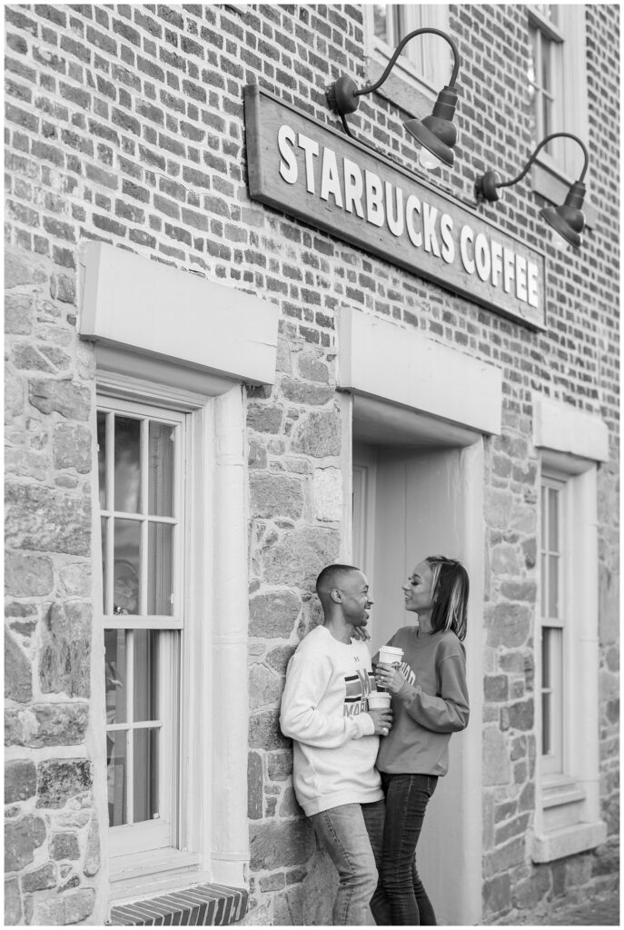 engagement session at Starbucks in Old Town Alexandria