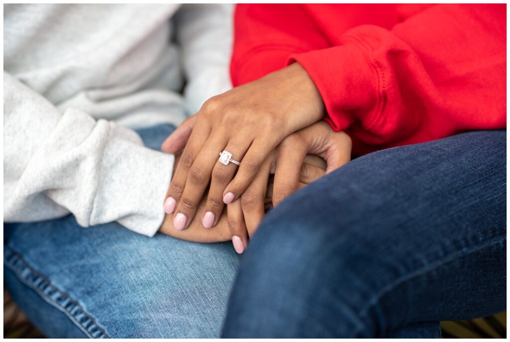 close up of engagement ring at Old Alexandria photo session