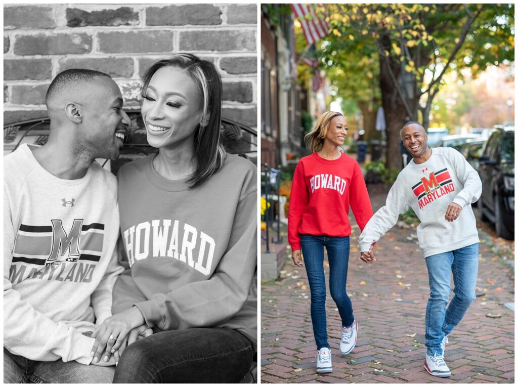 engagement photos in Old Town Alexandria in the fall