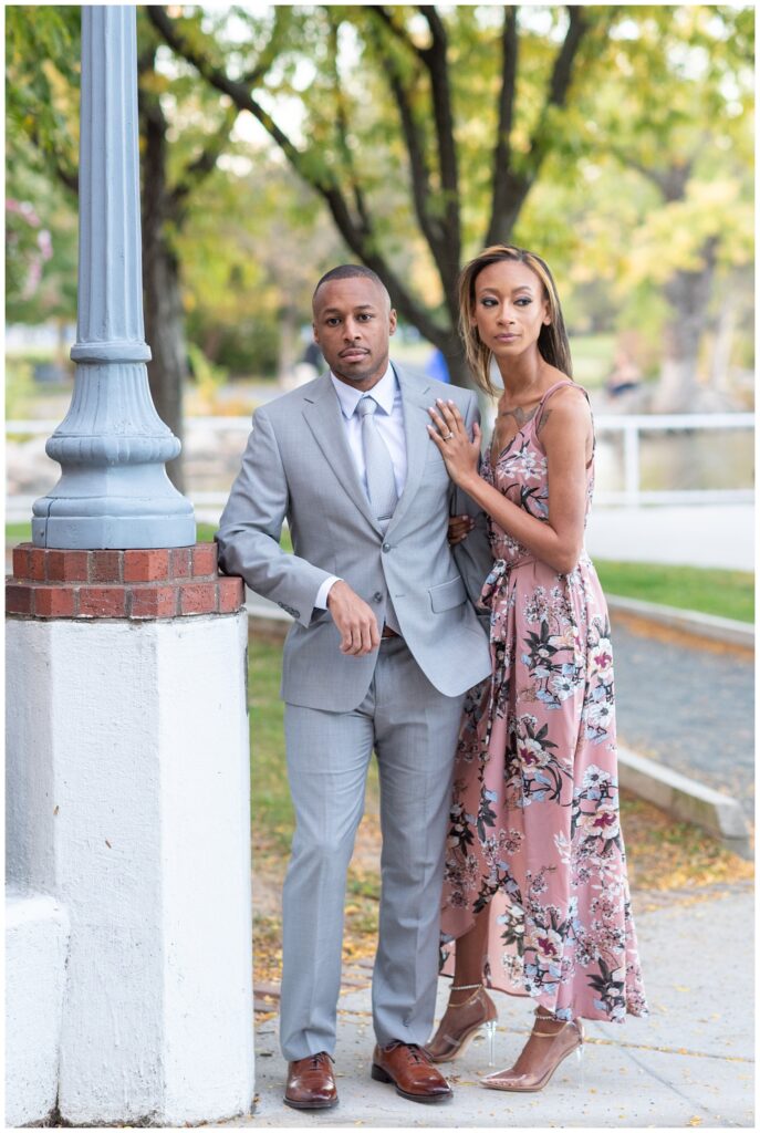 couple posing together for engagement pictures in northern Virginia