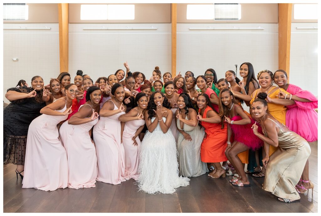 sorority group photo with bride and her friends 