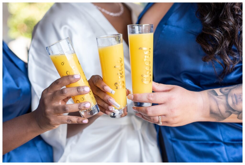 close up of mimosas at Maryland wedding venue