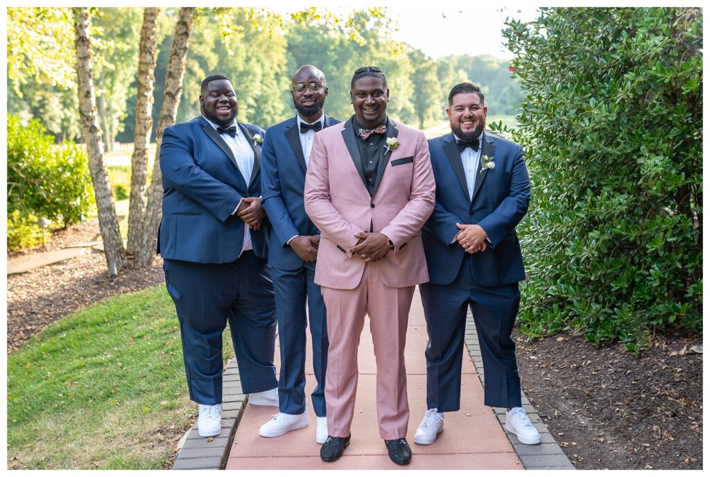 groomsmen group posing at Maryland wedding